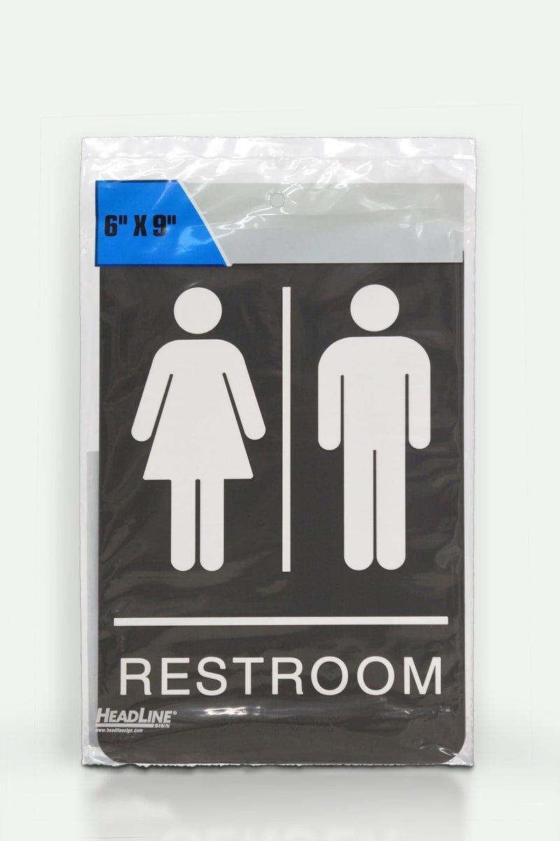 Headline Sign 9006 Women and Menâ€™s Restroom ADA Sign with Grade 2 Braille and Tactile Graphics, 6" x 9", Black/White, Made in USA - Image 5